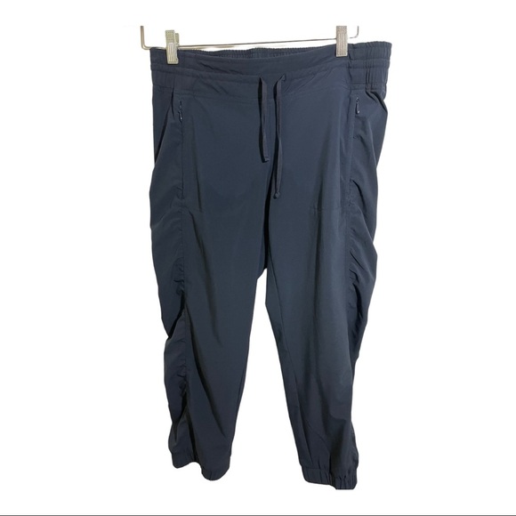 Athleta Womens jogger pants cuff bottom pockets zipper blue size 4. Drawstring - Picture 3 of 10